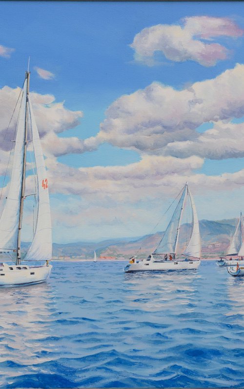 Seascape with Sailboats by Garry Arzumanyan