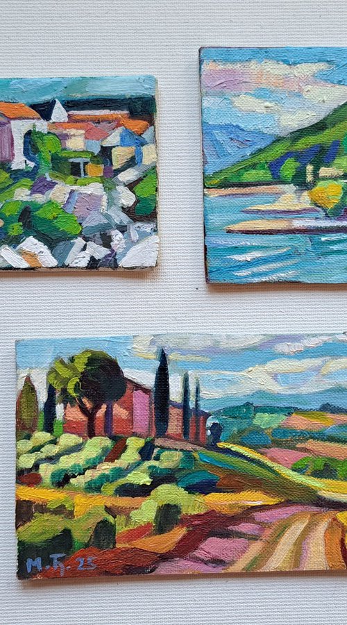 Set of three paintings by Maja Đokić Mihajlović