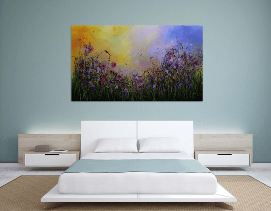 Finding Peace #3 - Super sized original abstract floral painting