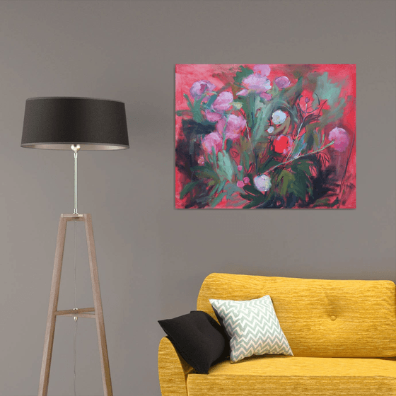 Peonies in red tones
