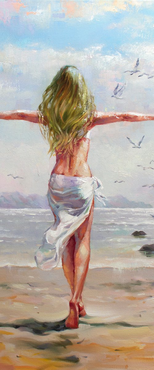 Like a bird by Yaroslav Sobol (Modern Impressionistic Landscape Oil Painting, Modern Figurative, Gift for nature lovers) by Yaroslav Sobol