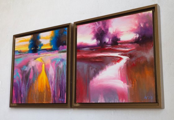 Diptych "ABSTRACT LANDSCAPE"