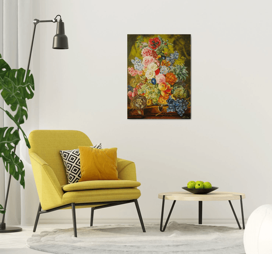 Fruit and Blossoms on Table