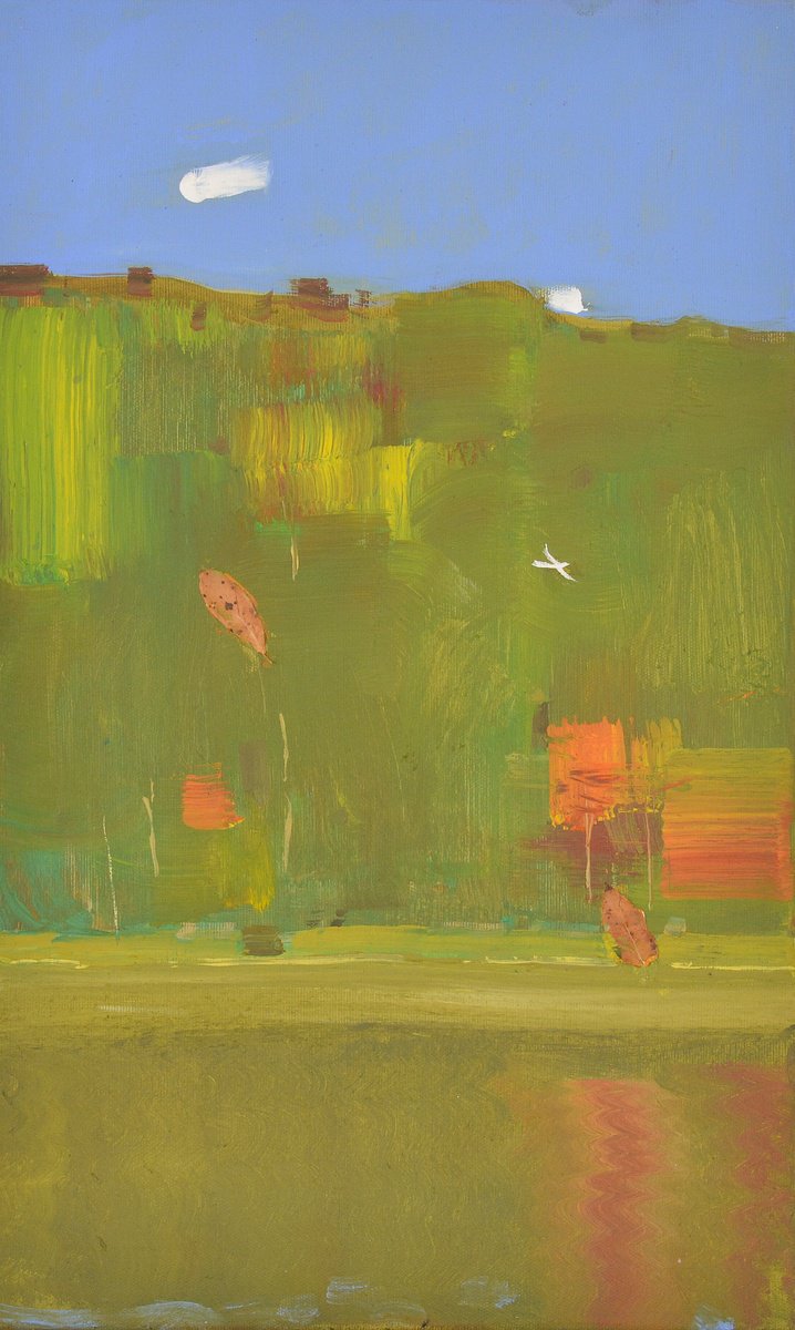 Impressionistic Landscape Acrylic Painting By Igor Nekraha, 13 X 20, Sunny Time, Original Artwork