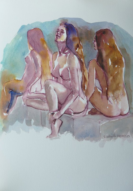 seated nude 3 poses