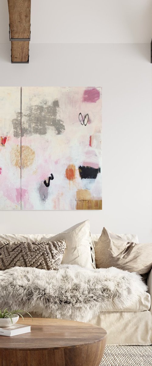 Dreams through mist-diptych by Linda Coppens