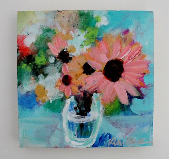 Sunflowers in Vase small abstract floral