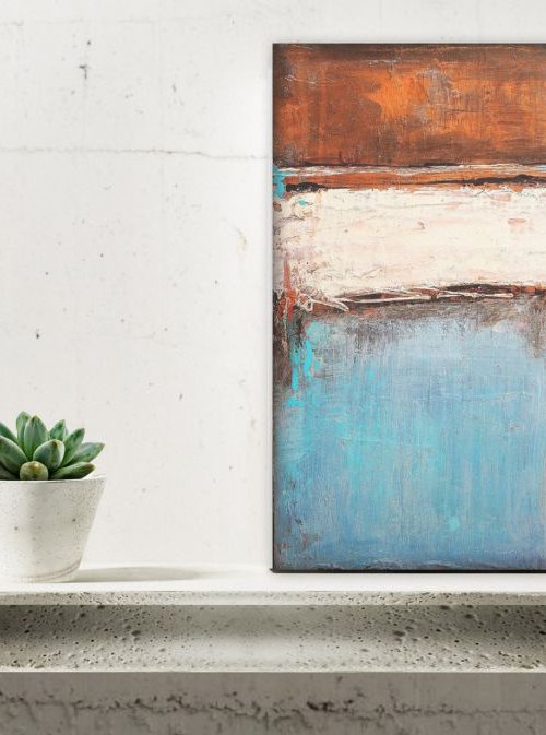 Copper and Blue Painting by Elizabeth Moran