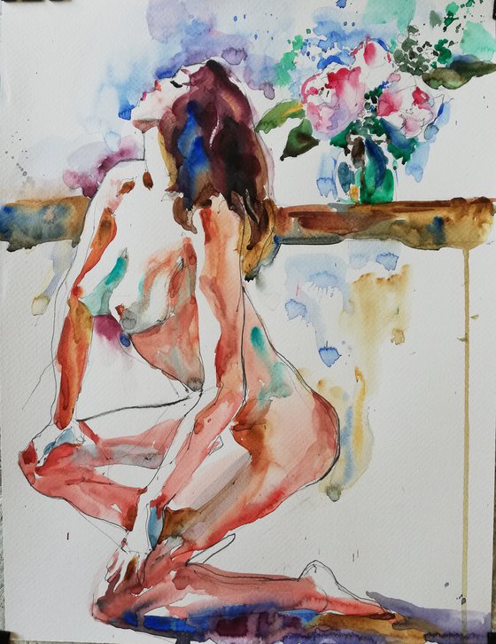 Nude with Bouquet