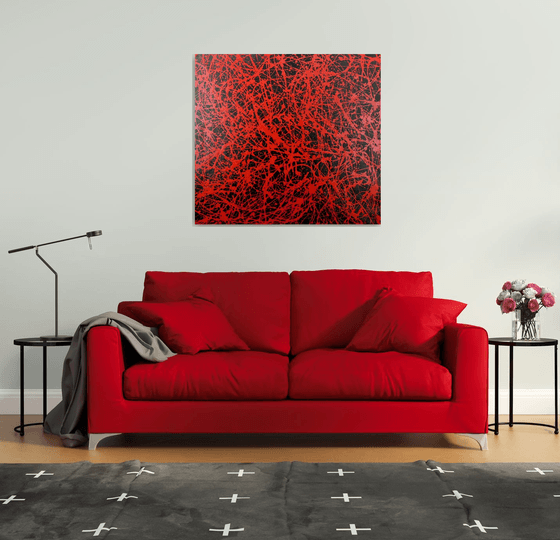 Extra large abstract artwork  (red and black)