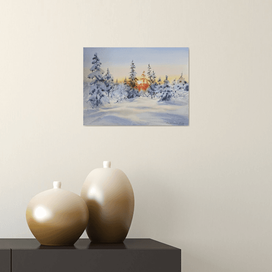 Winter Forest Sunset