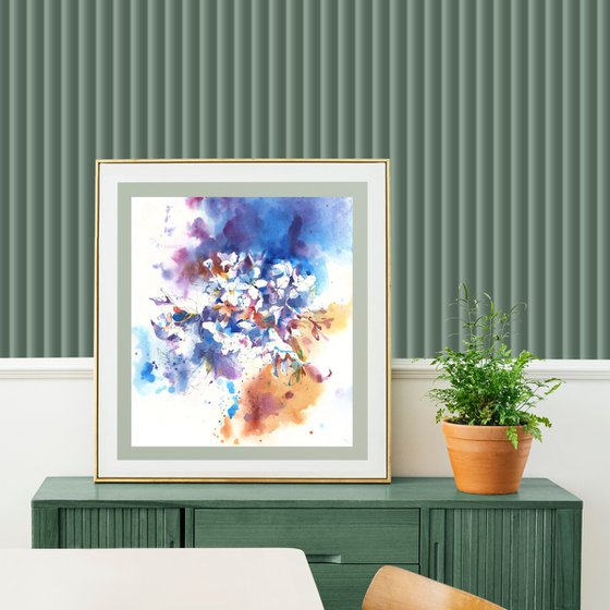 Original watercolor painting "Thousand Shades of Hydrangea Flowers"