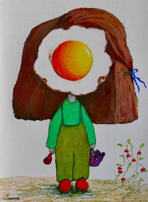 Egg girl in the garden