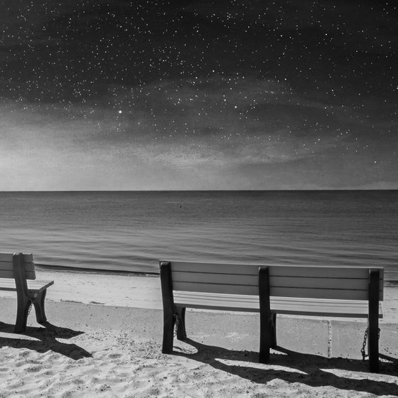 Benches By the Sea, No. 1, 24 x 16"