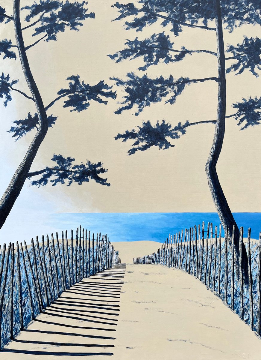 Landscape Acrylic Painting By Cadiou Frederic, 31 X 41, Sainte-Marine, Original Artwork