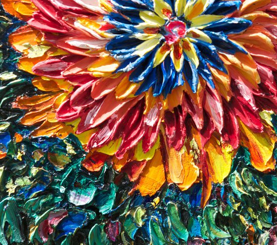 Floral Abstract Impasto ( PALETTE KNIFE Oil Painting On Canvas )