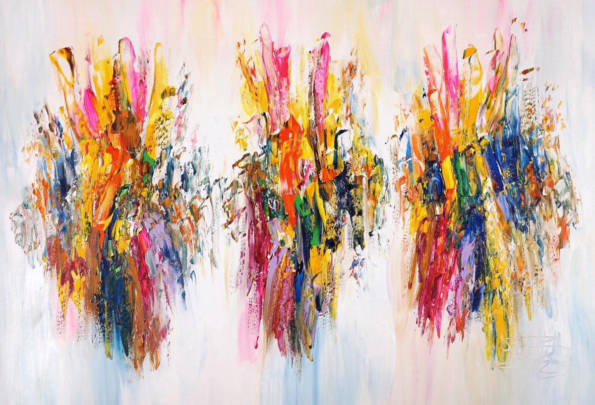 Abstract Acrylic Painting By Peter Nottrott, 61 X 41", Joyful Symphony D 5, Original Artwork