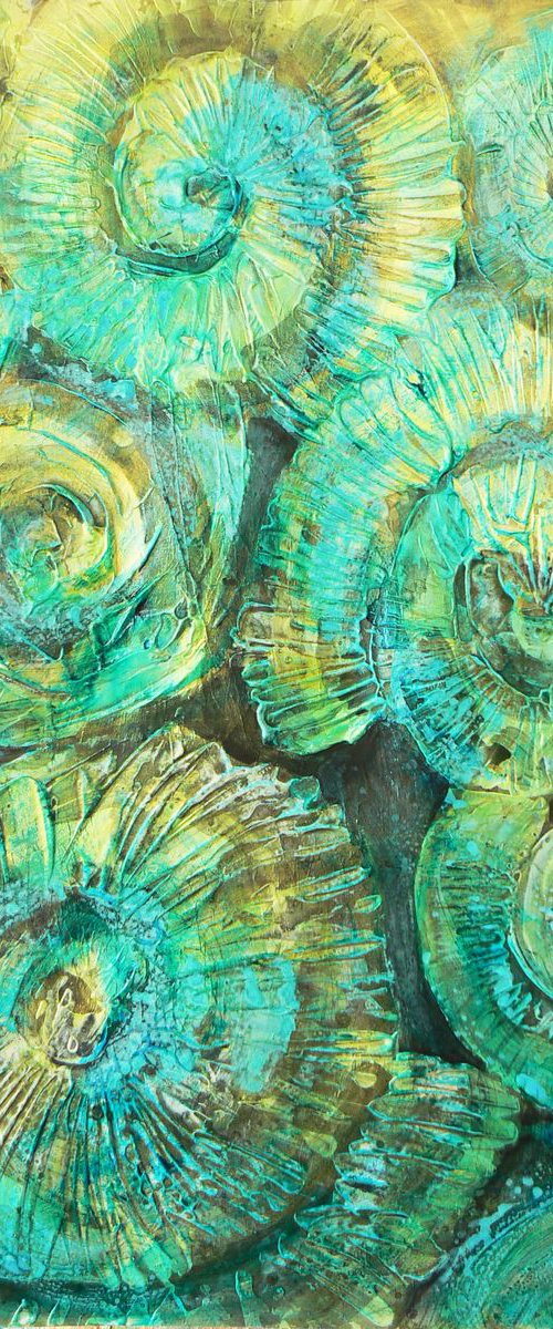 Ammonite (textured artwork of a fossil ammonites) #3 by Carolynne Coulson