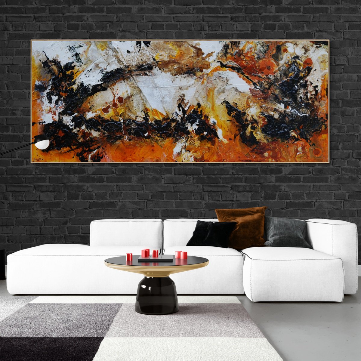 Abstract Acrylic Painting By Franko, 94 X 39, Illicit, Original Artwork
