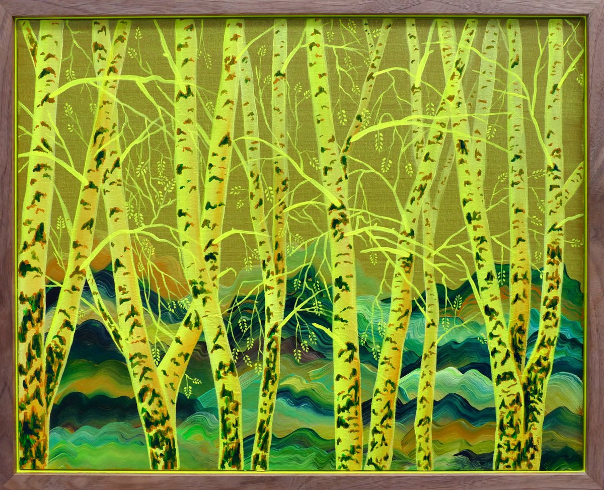 Expressive Landscape Acrylic Painting By Alanna Eakin, 21 X 17, Camouflage, Original Artwork