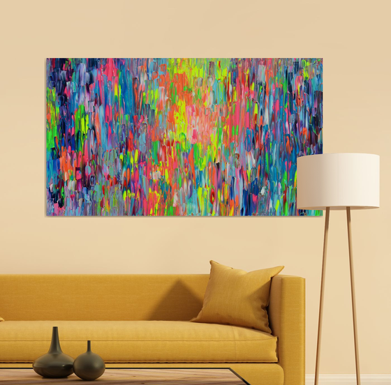 55x31.5'' Large Ready to Hang Colourful Modern Abstract Painting - XXXL Happy Gypsy Dance 6