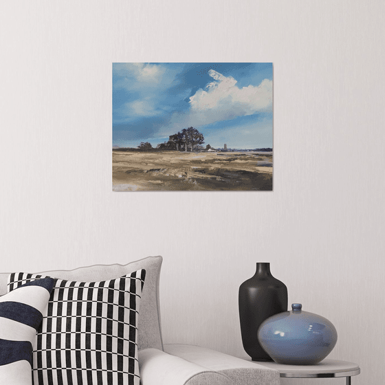 Norfolk landscape with church tower