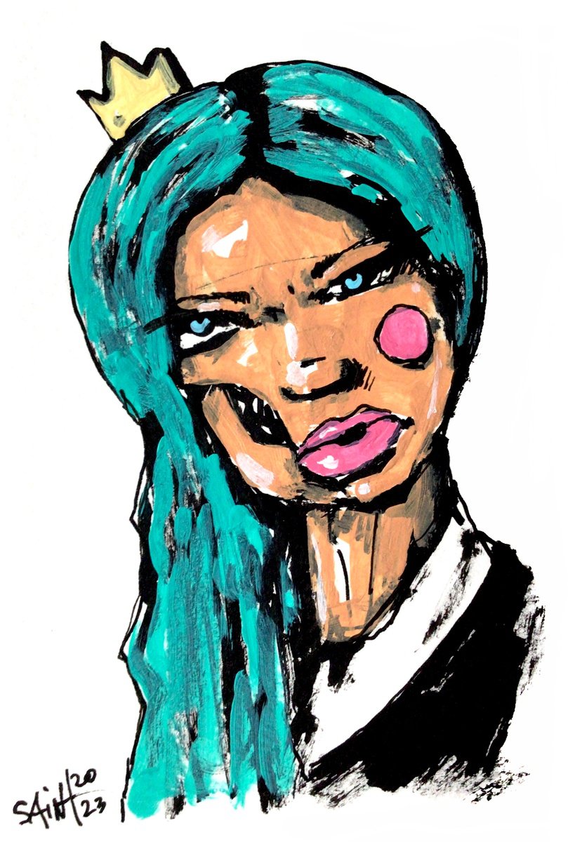#158 Girl portrait small painting original art, Naive Contemporary Outsider Folk Art Brut... by Ruslan Aksenov