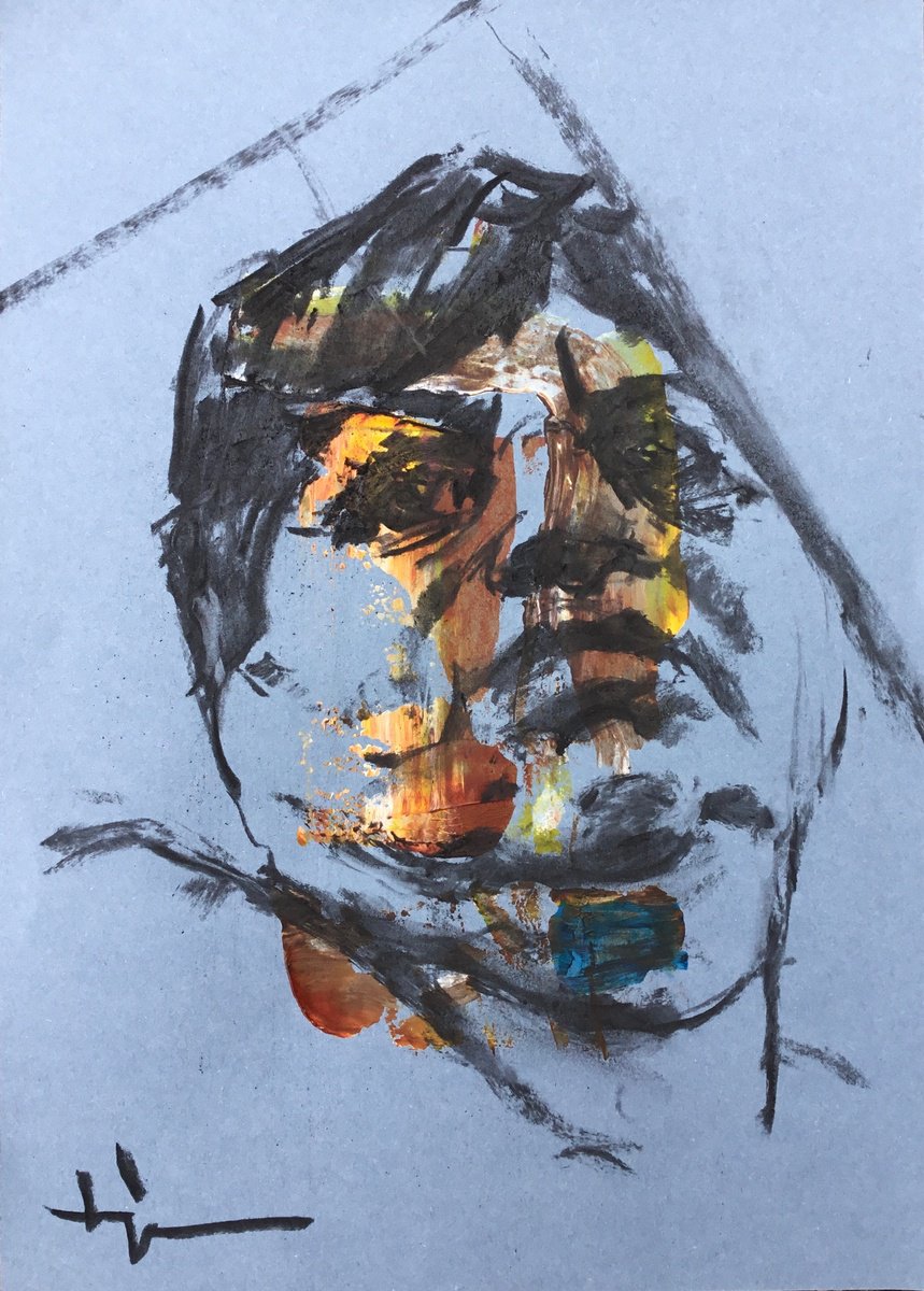 Expressive Charcoal Drawing , In The Bus By Dominique Deve, 8 X 11, Artwork For Sale On Artfinder