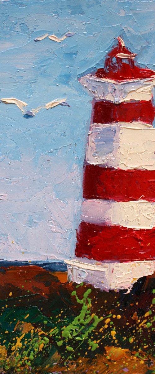 LIGHTHOUSE III... 5X8" /  ORIGINAL PAINTING by Salana Art