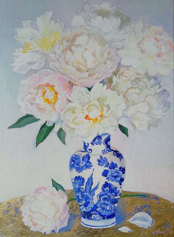 Peonies in Chinese vase