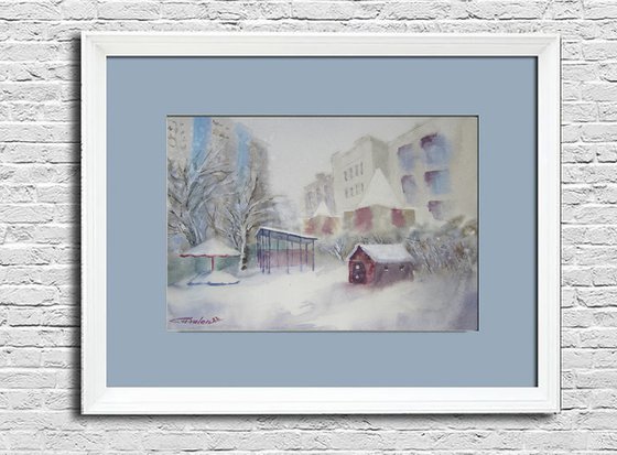 Urban winter scene