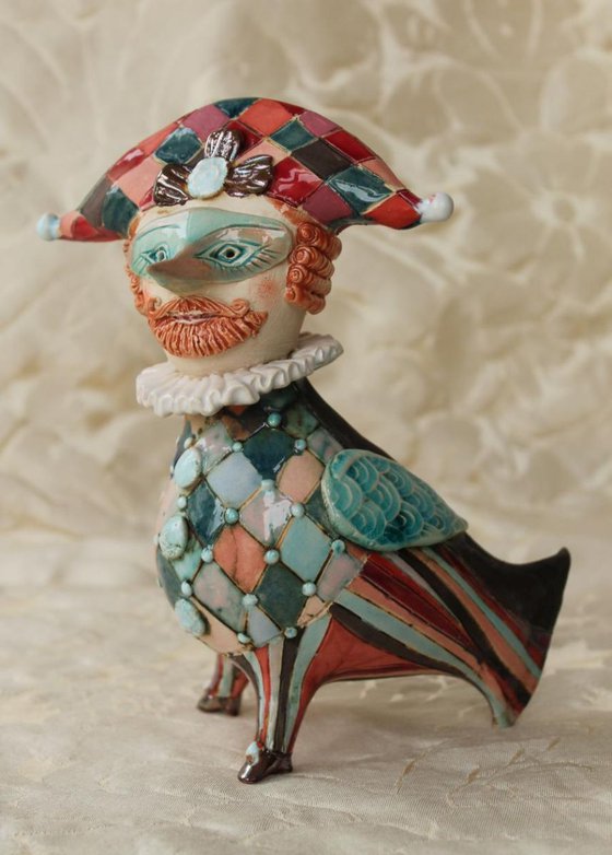 Ginger Beard Bird. Ceramic sculpture