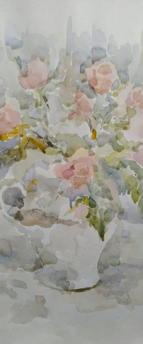 Bouquet of roses. Original watercolour painting. by Elena Klyan