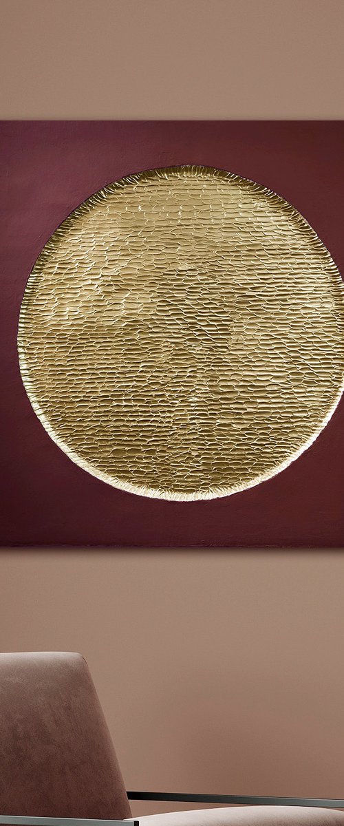 "Golden Burgundy Mars" Gold textured high art by Alex