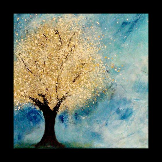 Golden Tree // Abstract Impressionism Painting // 12x12" Canvas
