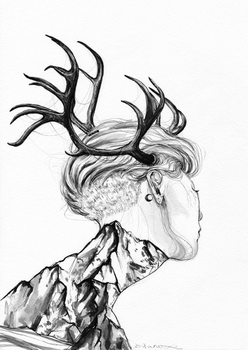 Expressive Portrait Ink Drawing By Doriana Popa, 8 X 12, Ridge, Original Artwork