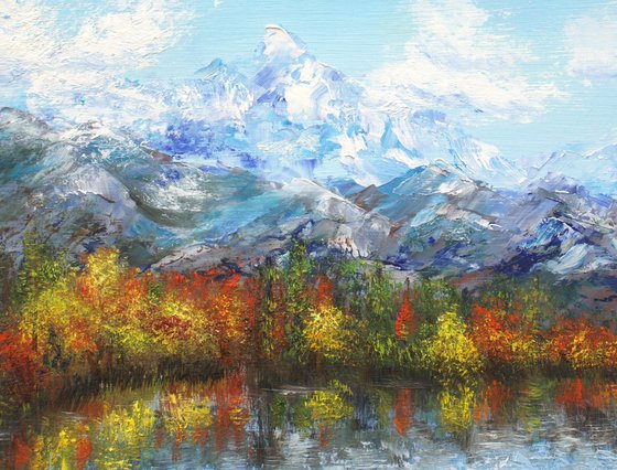 Autumn on mountain lake