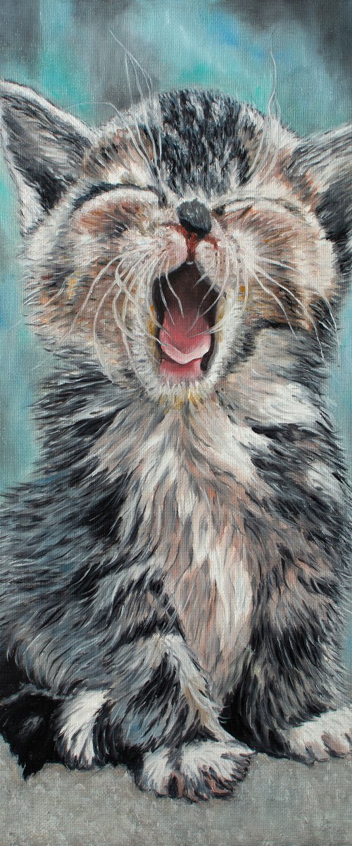 Meow! - original oil painting, cat painting, home decor, gift, wall art, art for sale, artfinder art by Vera Melnyk