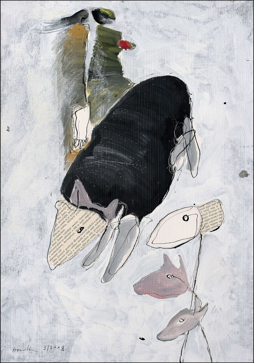 Animal Acrylic Painting By Jiri Havlik, 14 X 20, Animals In Dreams, Original Artwork