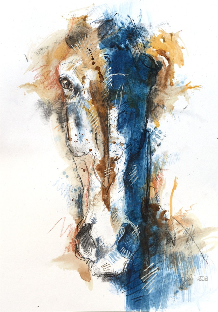 Expressive Animal Painting By Benedicte Gele, 8 X 12, Face To Face 7, Original Artwork