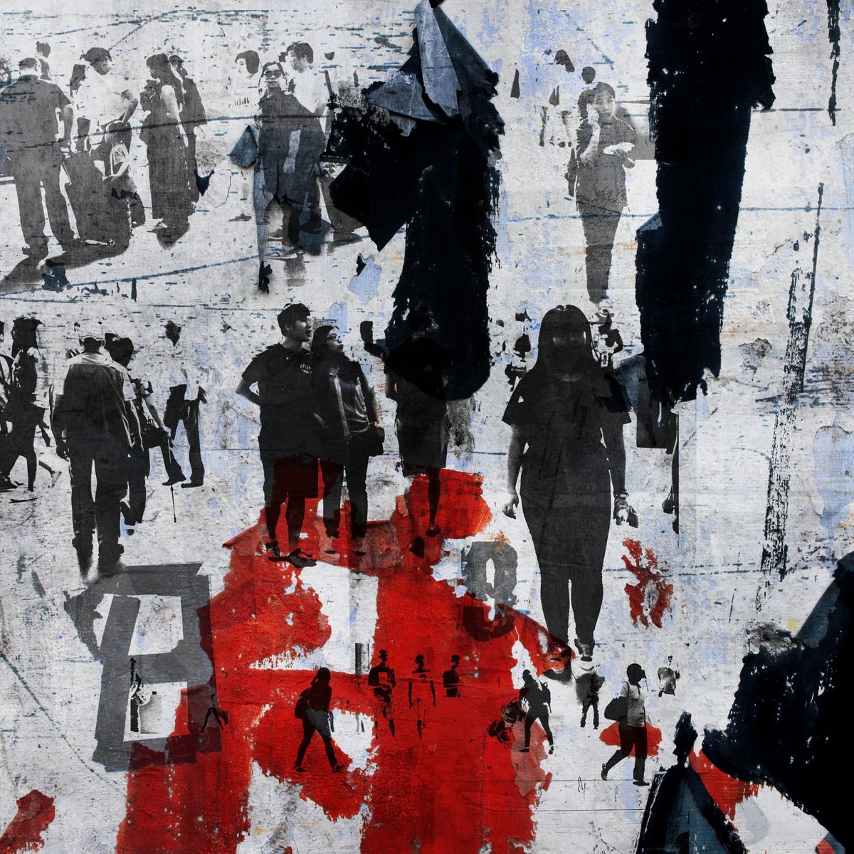 Abstract Cityscapes Photograph By Sven Pfrommer, 47 X 47", Human Crowd X, Original Artwork