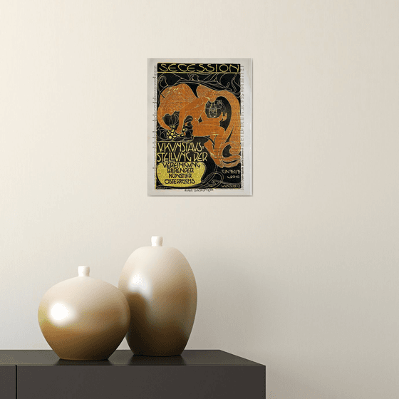 Vienna Secession - Fifth Exhibition Poster - Collage Art Print on Large Real English Dictionary Vintage Book Page