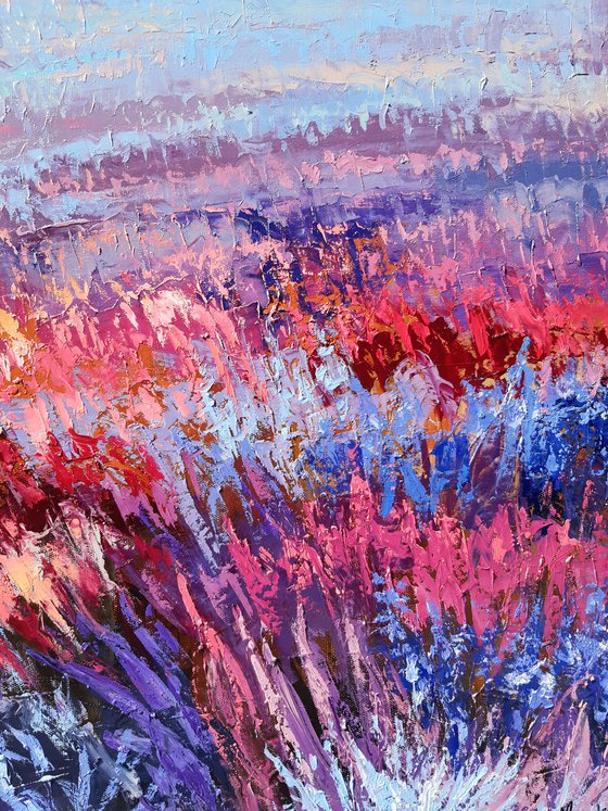 Pink Field at Sunrise 70x100cm