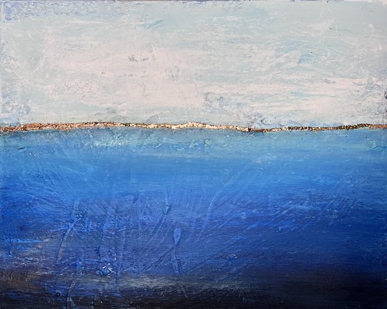 Seascape abstract blue abstract ocean triptych painting