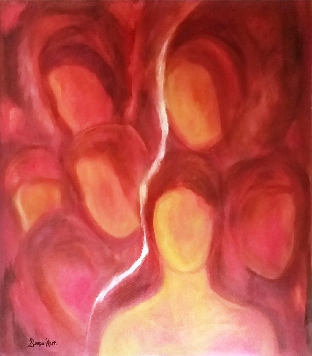 Expressive Portrait Oil Painting By Deepa Kern, 28 X 32, Women Of Substance 2, Original Artwork