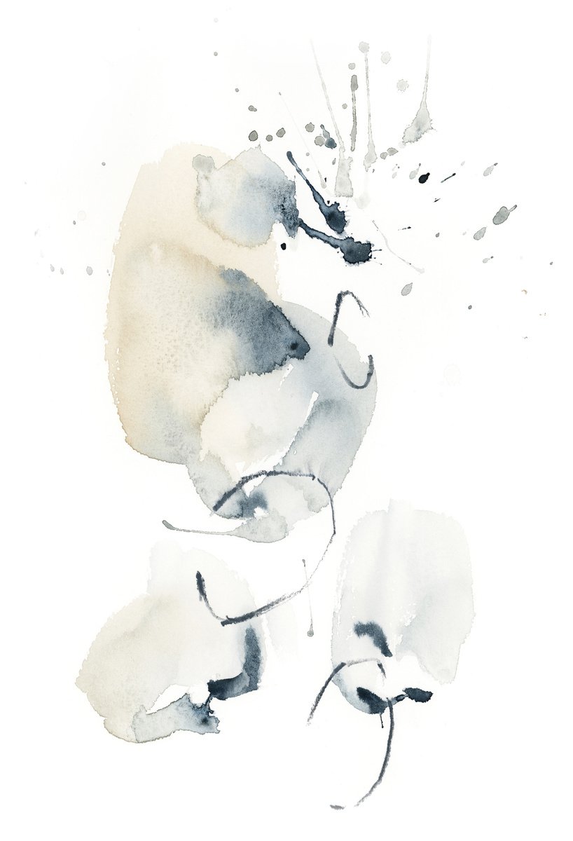 Abstract Composition in Blue and Tan n.2 by Sophie Rodionov