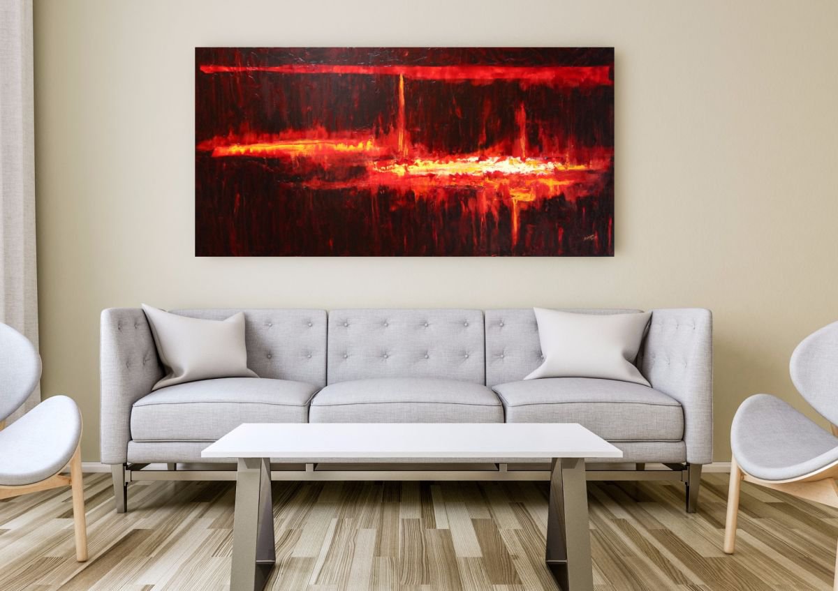Burning Flames 24x 48 by Zbigniew Skrzypek