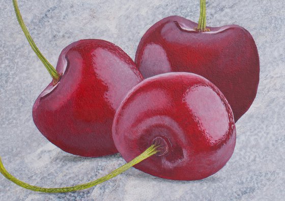 Three CHerries On Faux Marble