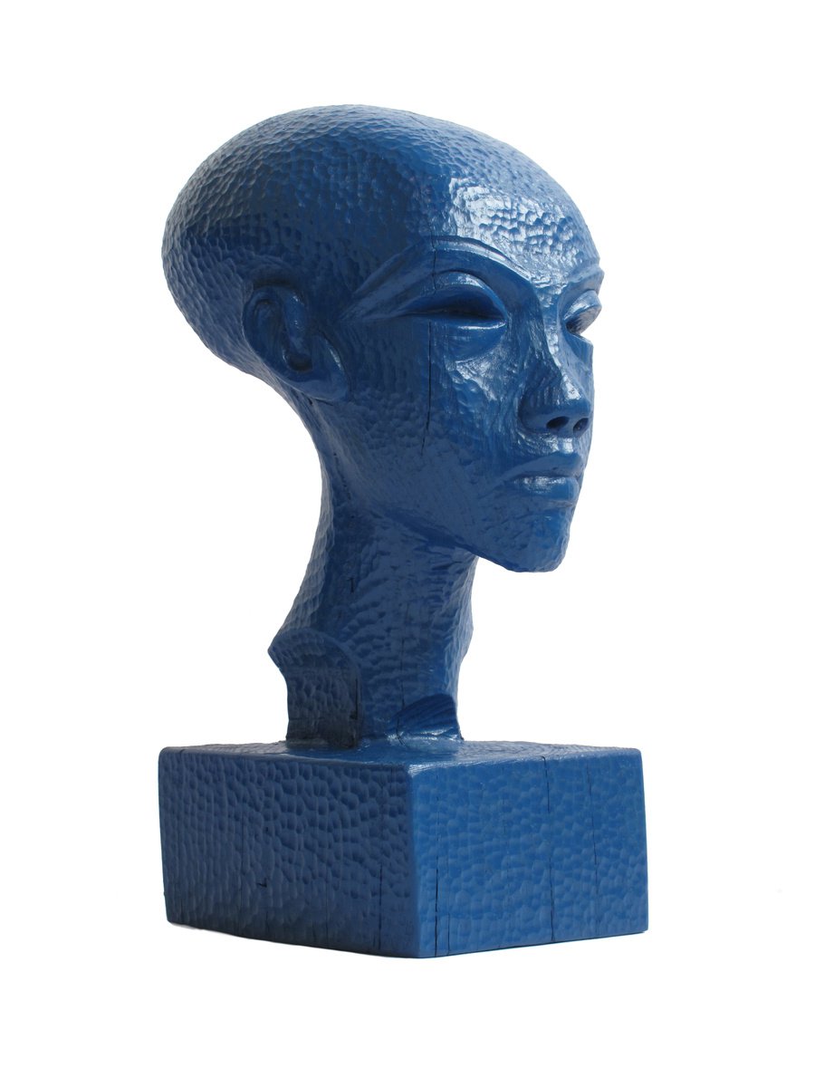 Photorealistic Portrait Wood Sculpture By Nikola Tsvetanov, 5 X 15", "Nefertiti", Original Artwork