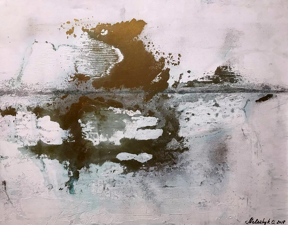 Impressionistic Abstract Acrylic Painting By Olga Melezhik, 31 X 24", White Ocean, Original Artwork